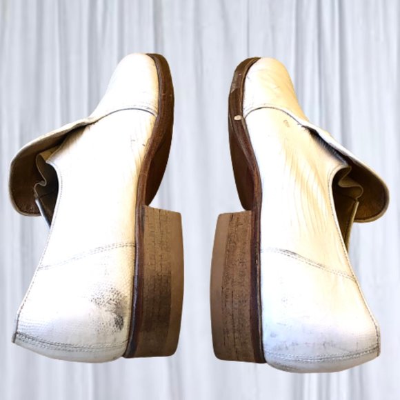 Vintage 80\'s Mens Dress Loafer White Leather Snake Print Queen French 10.5 FLAW main image 5